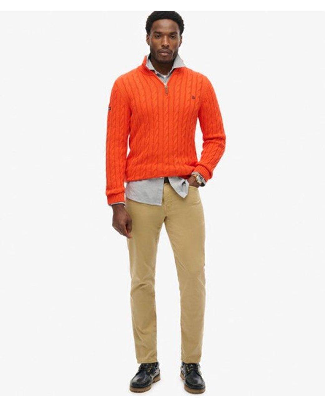 Superdry Red Organic Cotton Classic Cable Half-zip Jumper for men