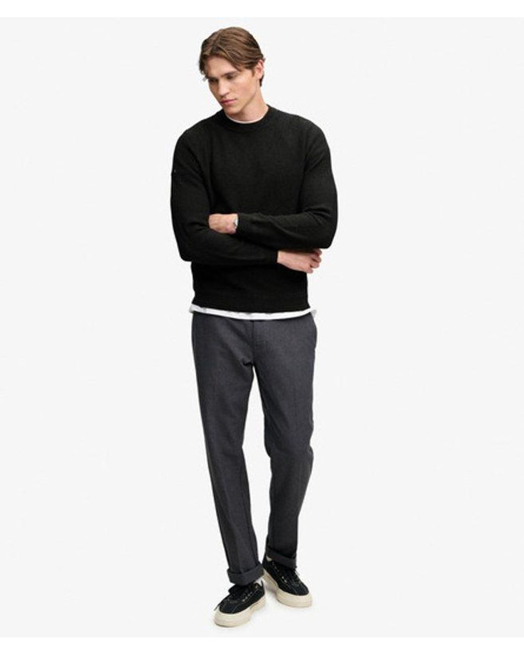 Superdry Black Texture Knit Jumper for men