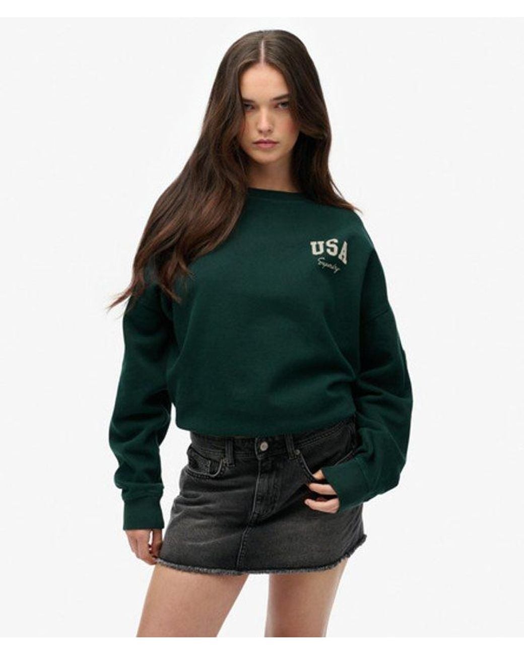 Superdry Green & Co Athletic Essentials Relaxed Crew Sweatshirt
