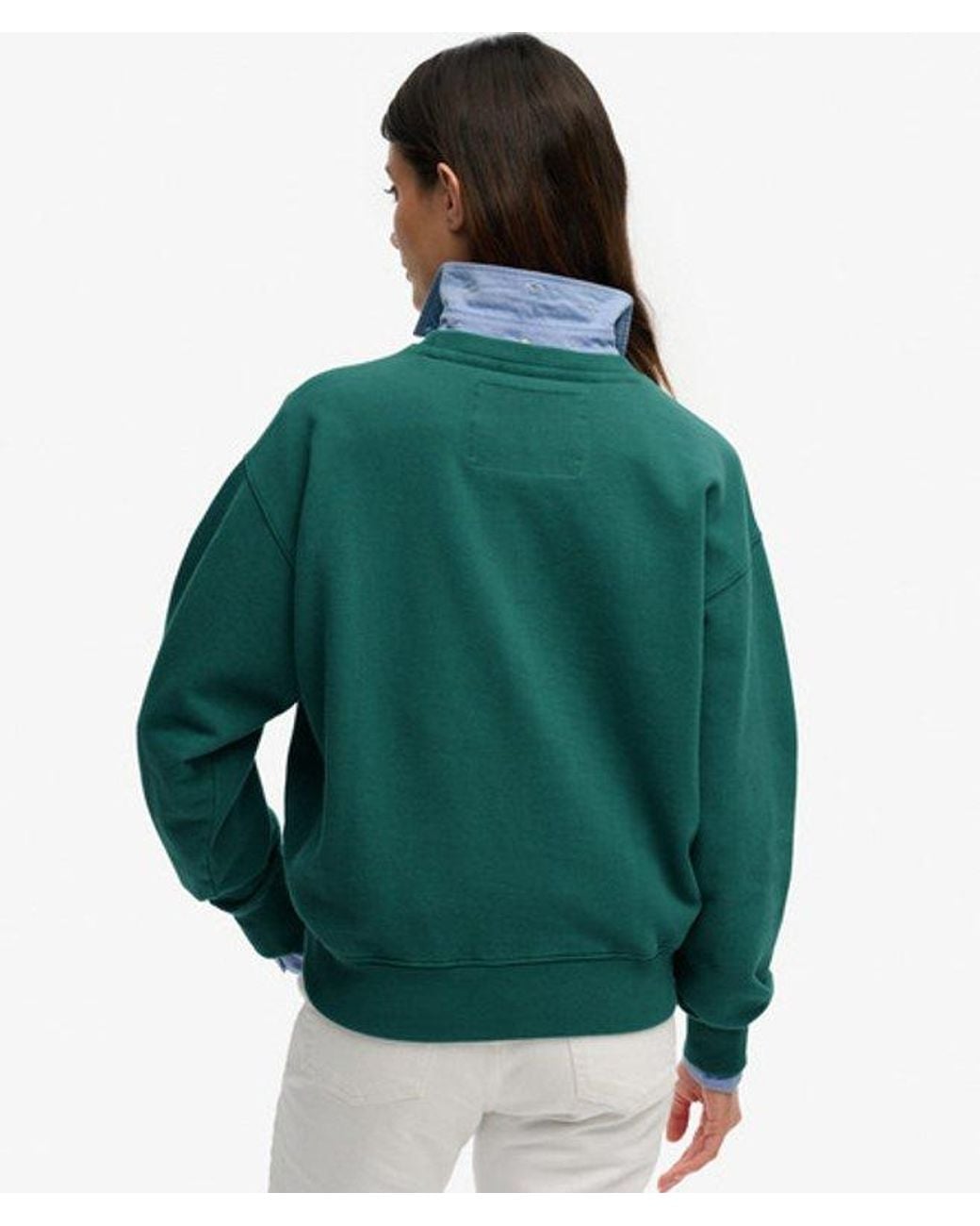 Superdry Green & Co Luxe Casual Loose Crew Sweatshirt