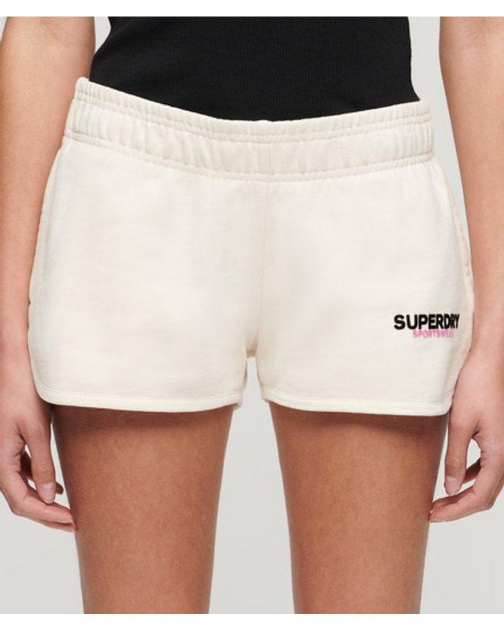Superdry White Embroidered Sportswear Logo Racer Shorts