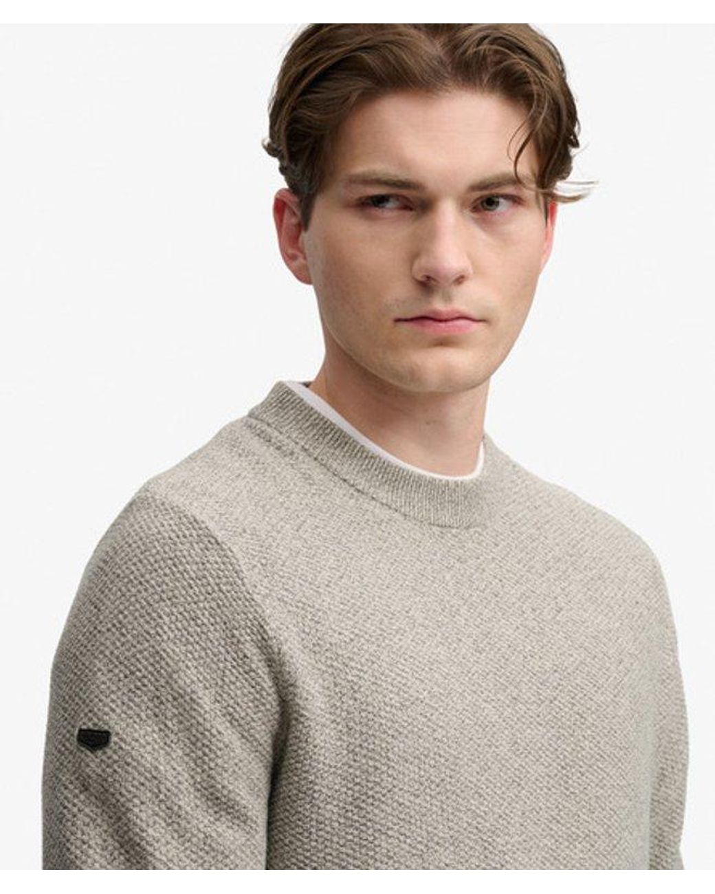 Superdry Gray Texture Knit Jumper for men
