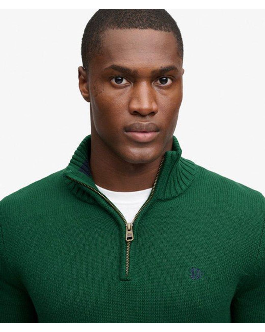 Superdry Green & Co Cotton Half Zip Knit Jumper for men