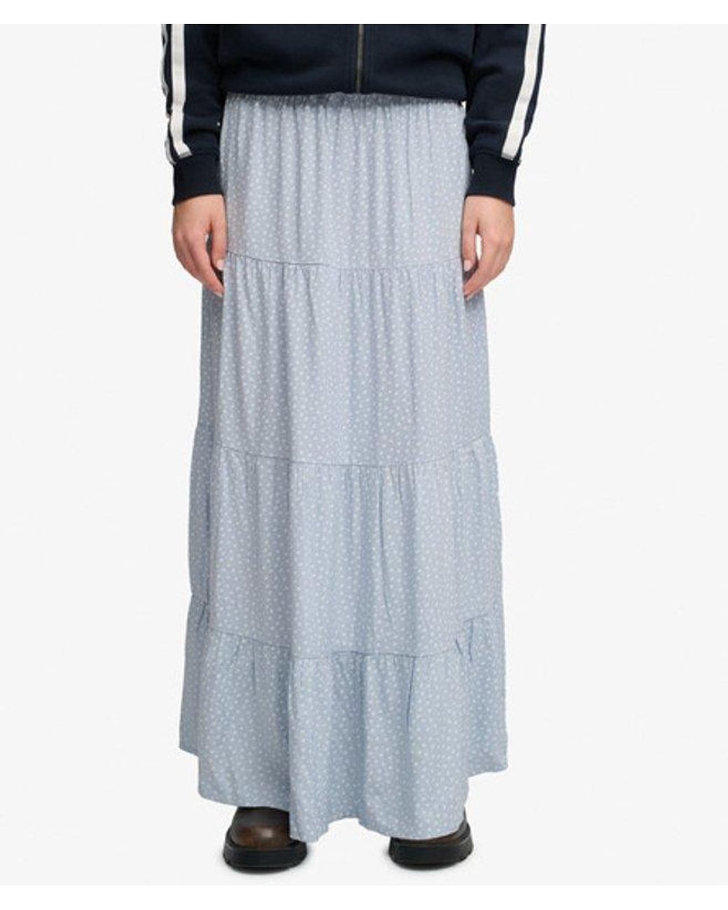 Superdry Blue & Co Woven Tiered Maxi Skirt