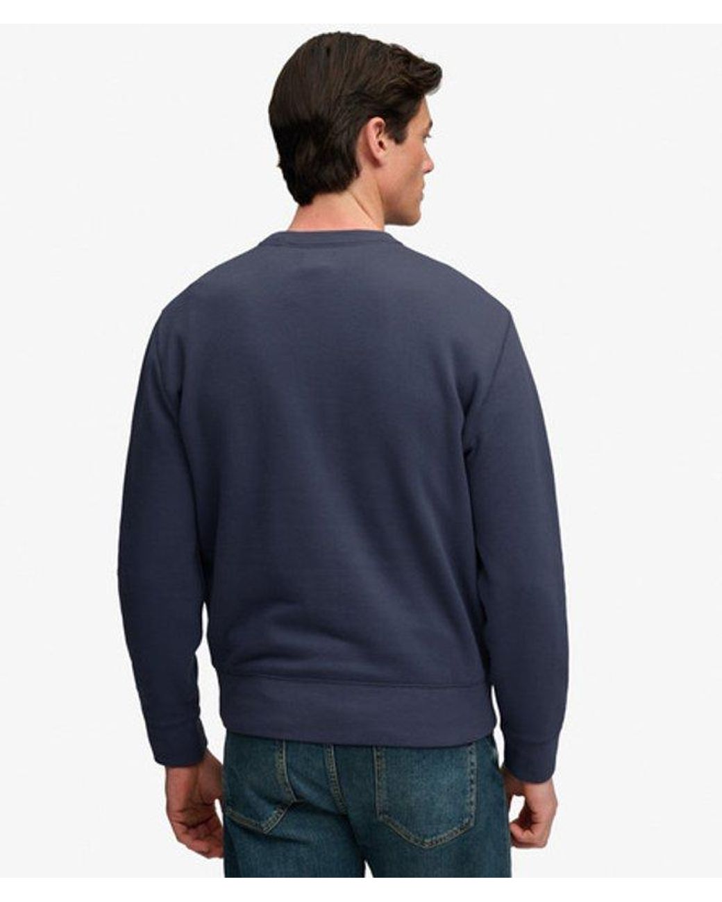 Superdry Blue & Co Essential Stacked Logo Crew Sweatshirt for men
