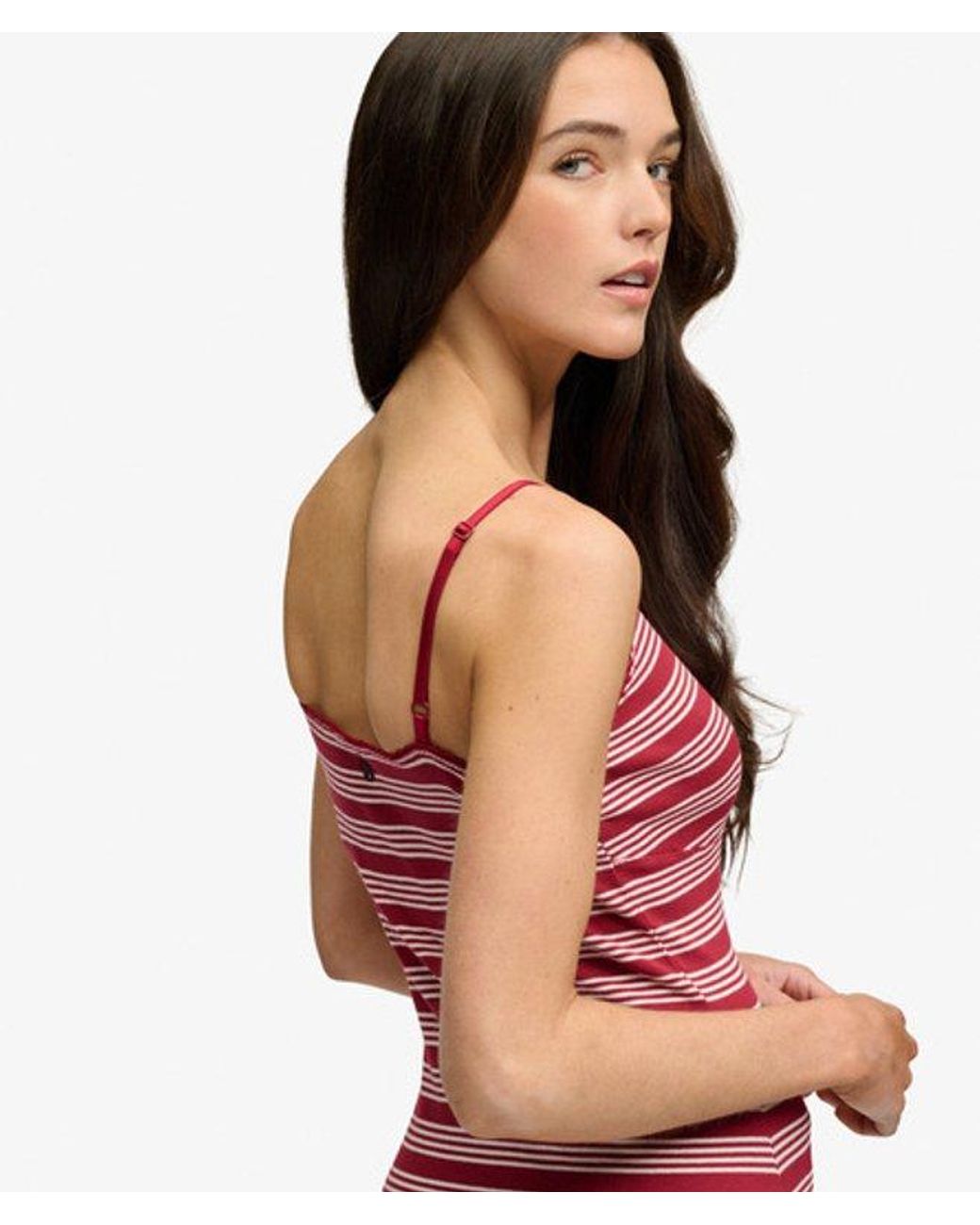 Superdry Red Stripe Ribbed Jersey Maxi Dress