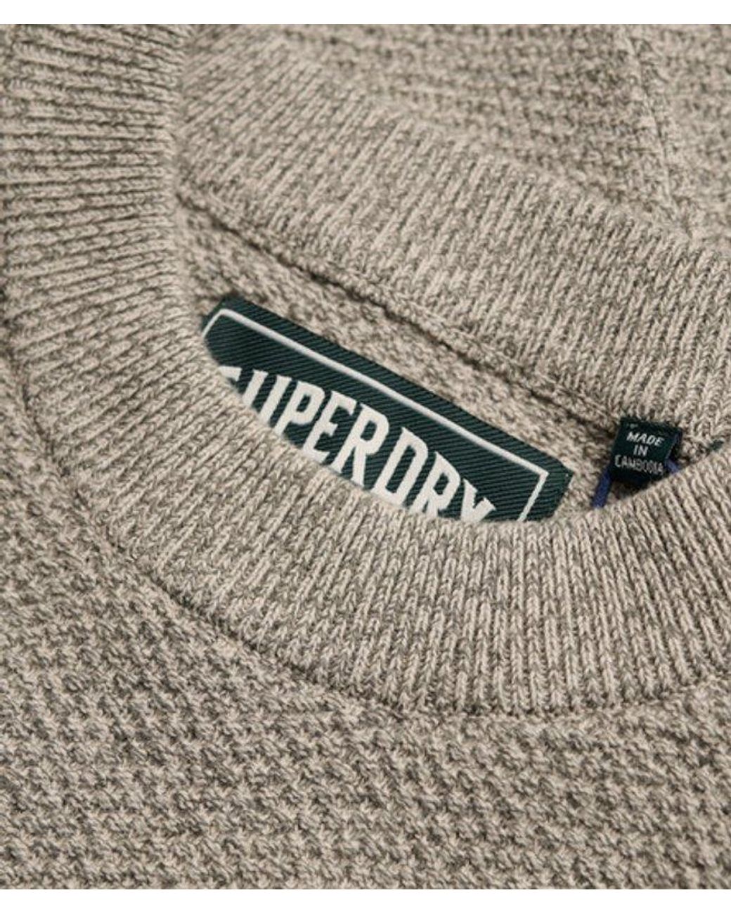 Superdry Gray Texture Knit Jumper for men