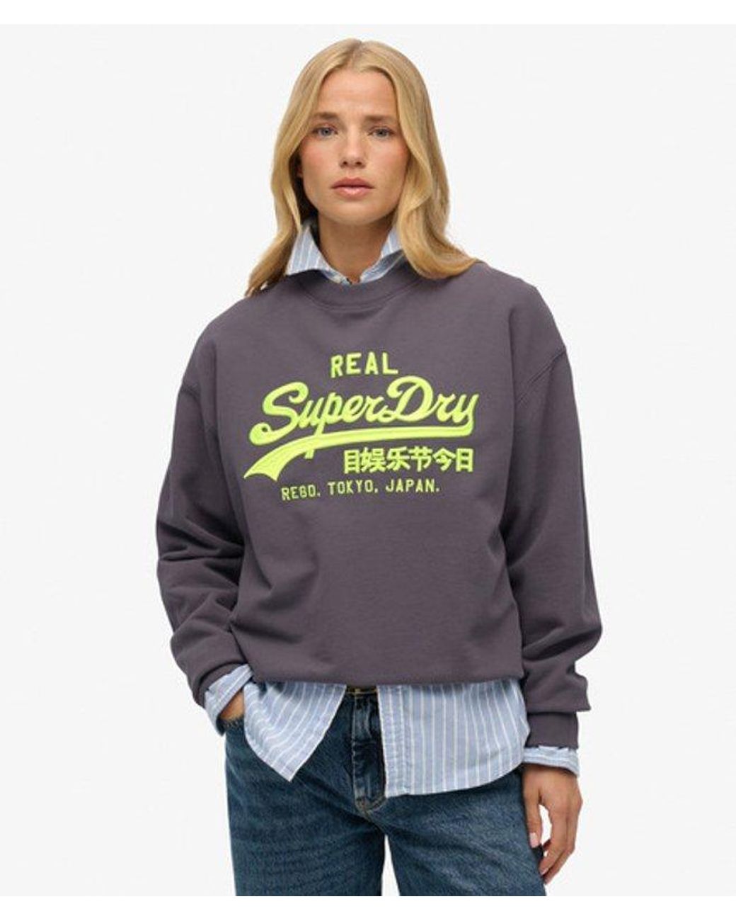 Superdry Gray & Co Vintage Logo Neon Loose Crew