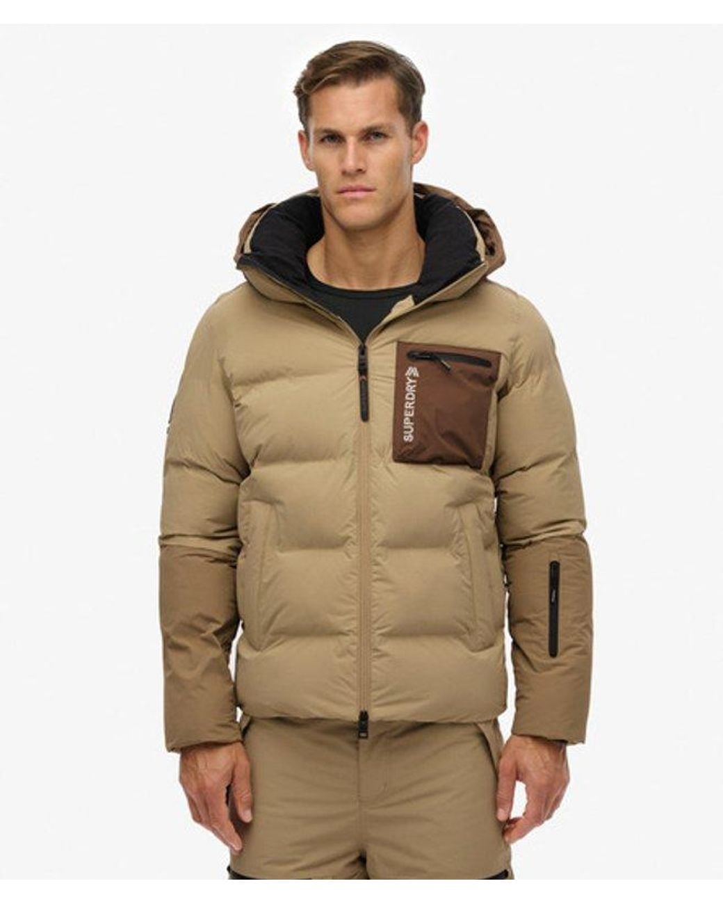 Superdry Brown & Co Ski Sports Padded Block Jacket for men