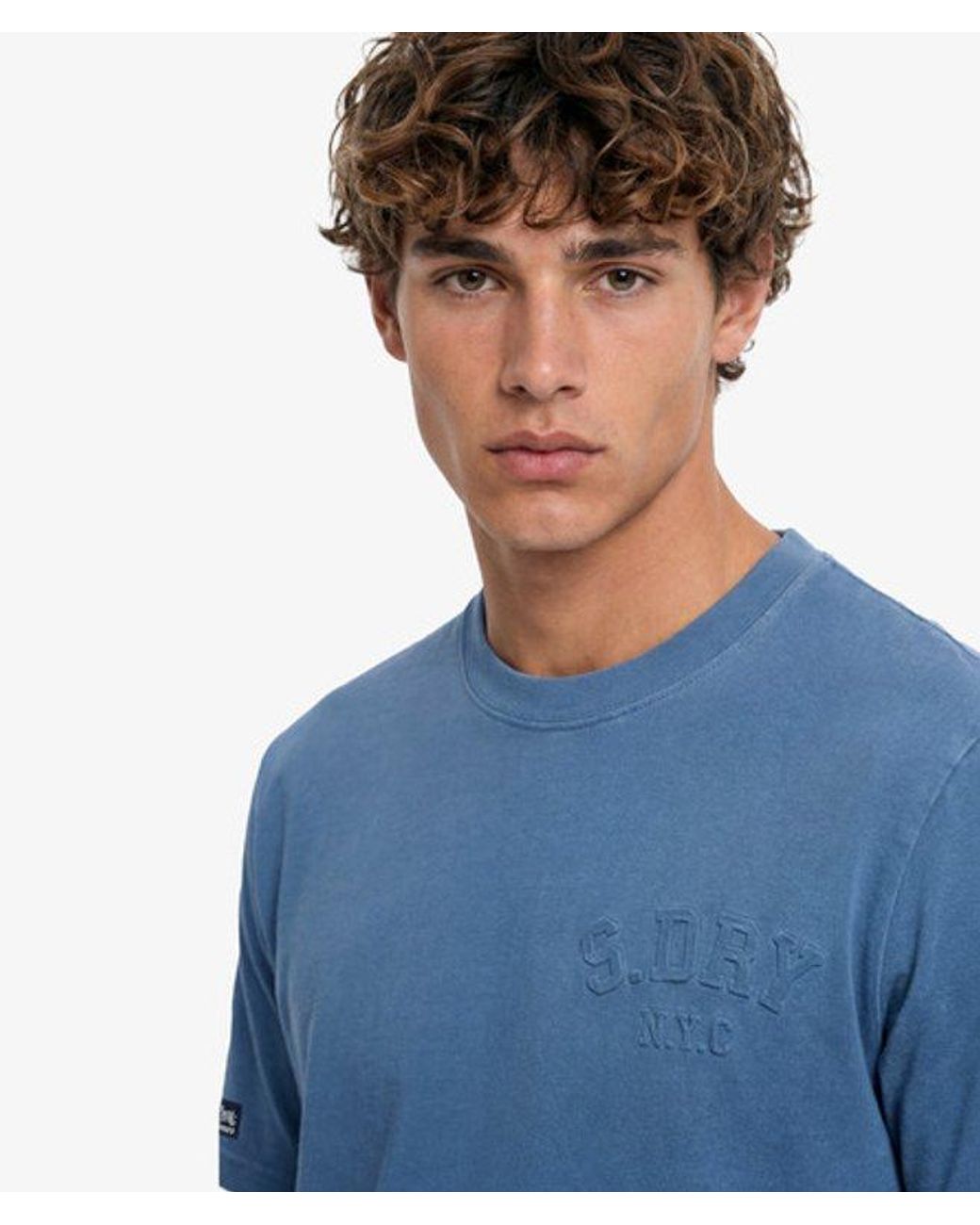 Superdry Blue & Co Athletic Embossed Relaxed T-shirt for men