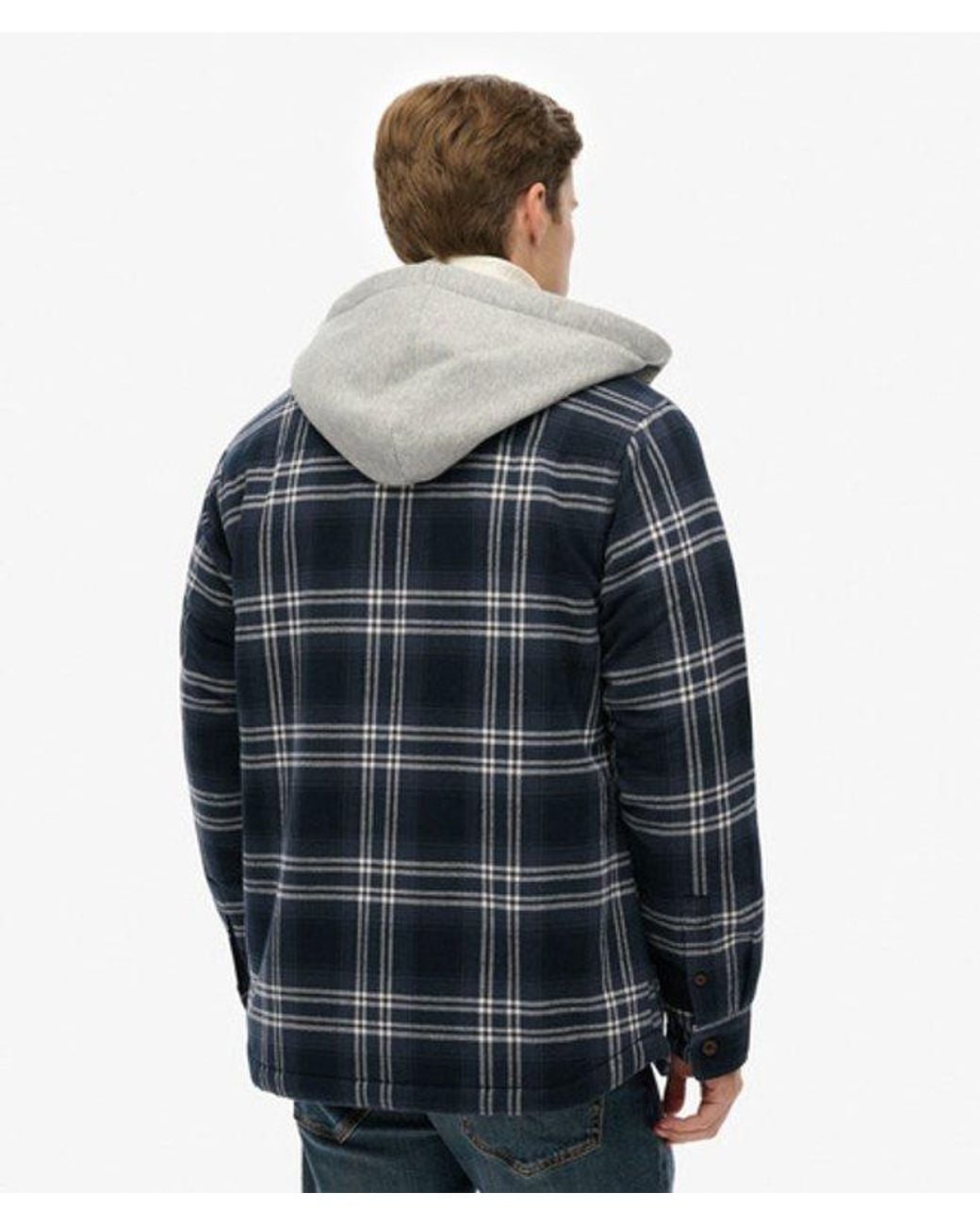 Superdry Blue & Co Surplus Hooded Check Shirt for men