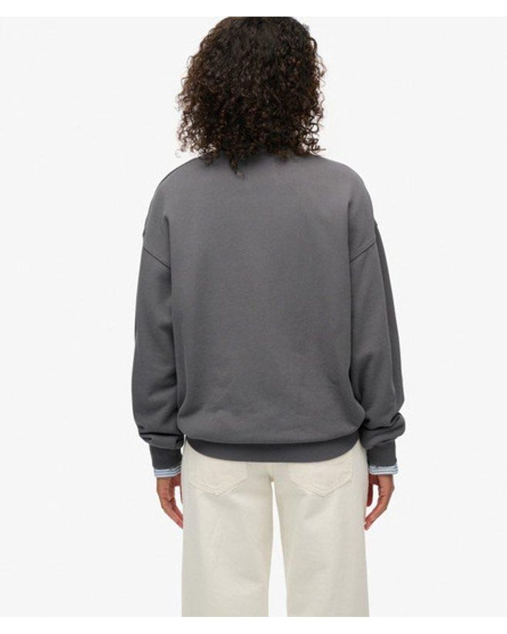 Superdry Gray Night Garden Oversized Crew Sweatshirt