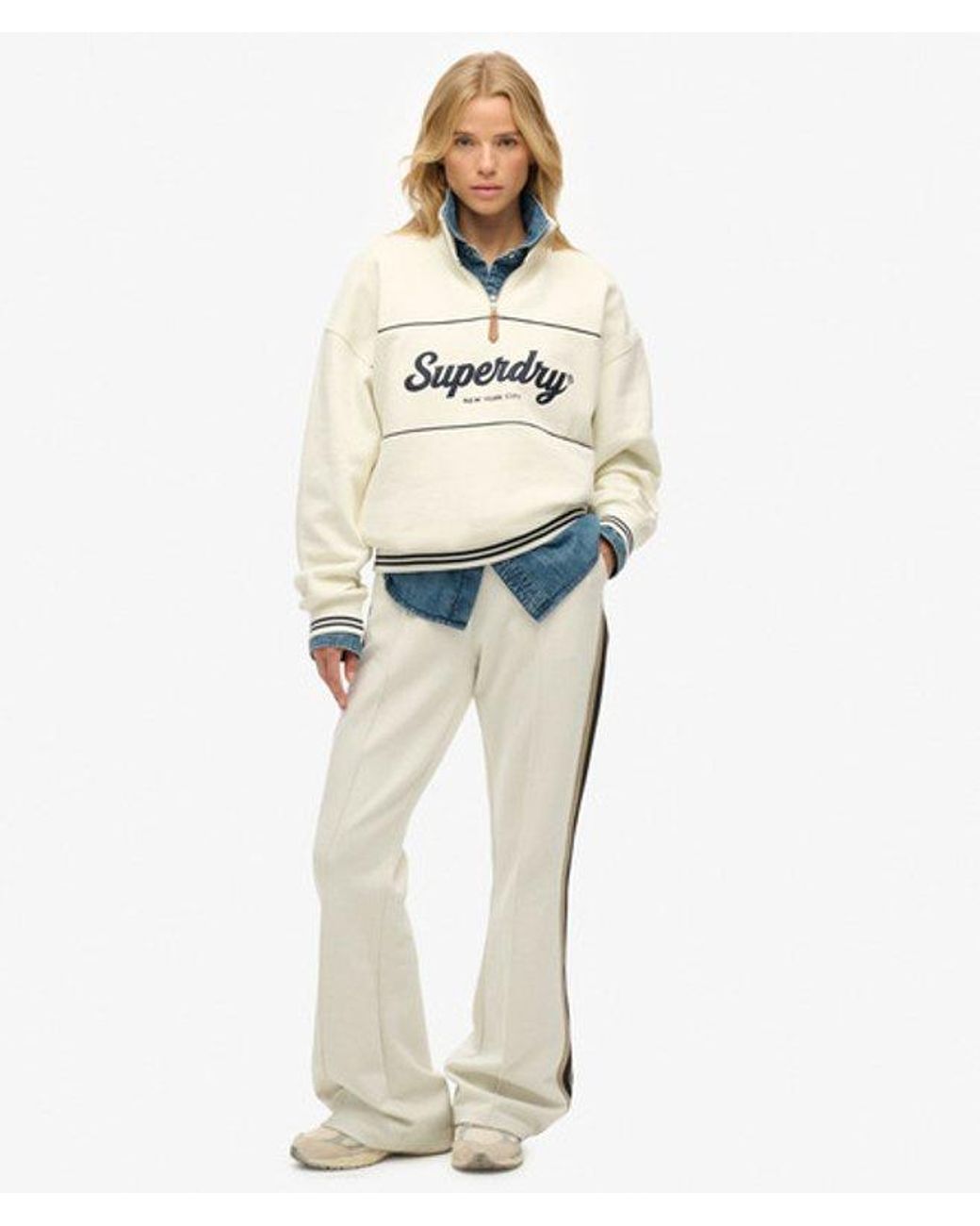 Superdry Studios Stripe Straight joggingbroek in het White