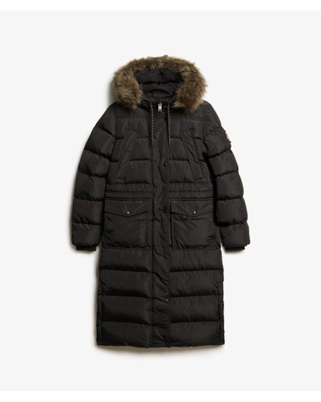 Superdry Black & Co Everest Faux Fur Long Coat