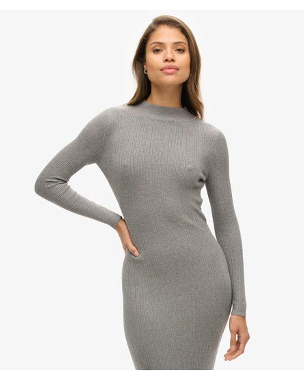 Superdry Gray & Co Rayon Backless Bodycon Midi Dress