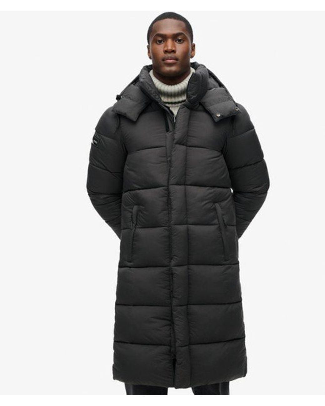 Superdry Black & Co Ripstop Long Puffer Coat for men