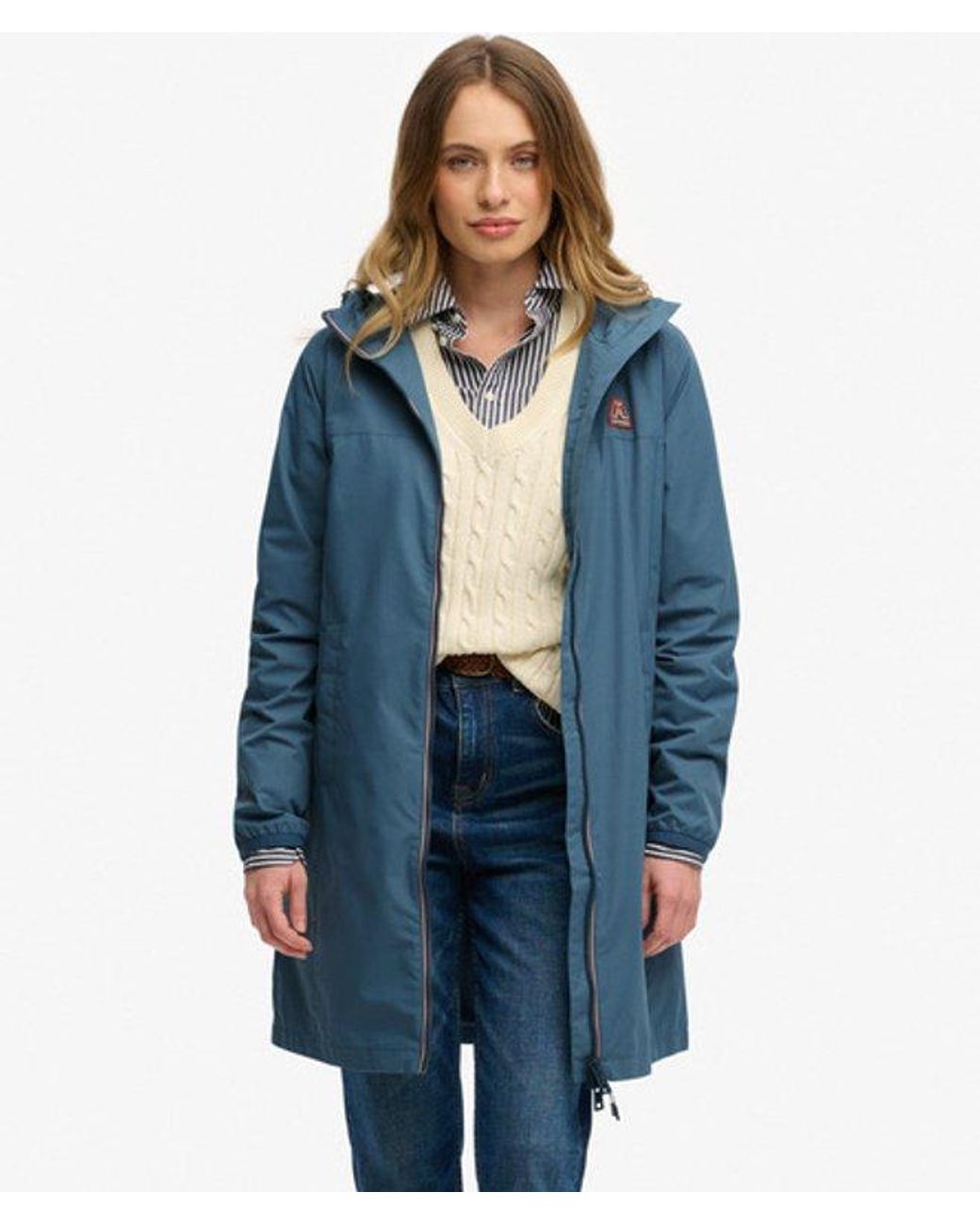 Superdry Blue Long Tri Coloured Windbreaker Jacket