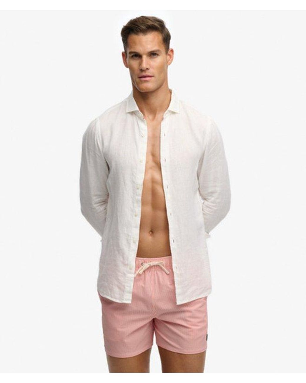 Superdry Pink & Co Seer Sucker 15-inch Swim Shorts for men