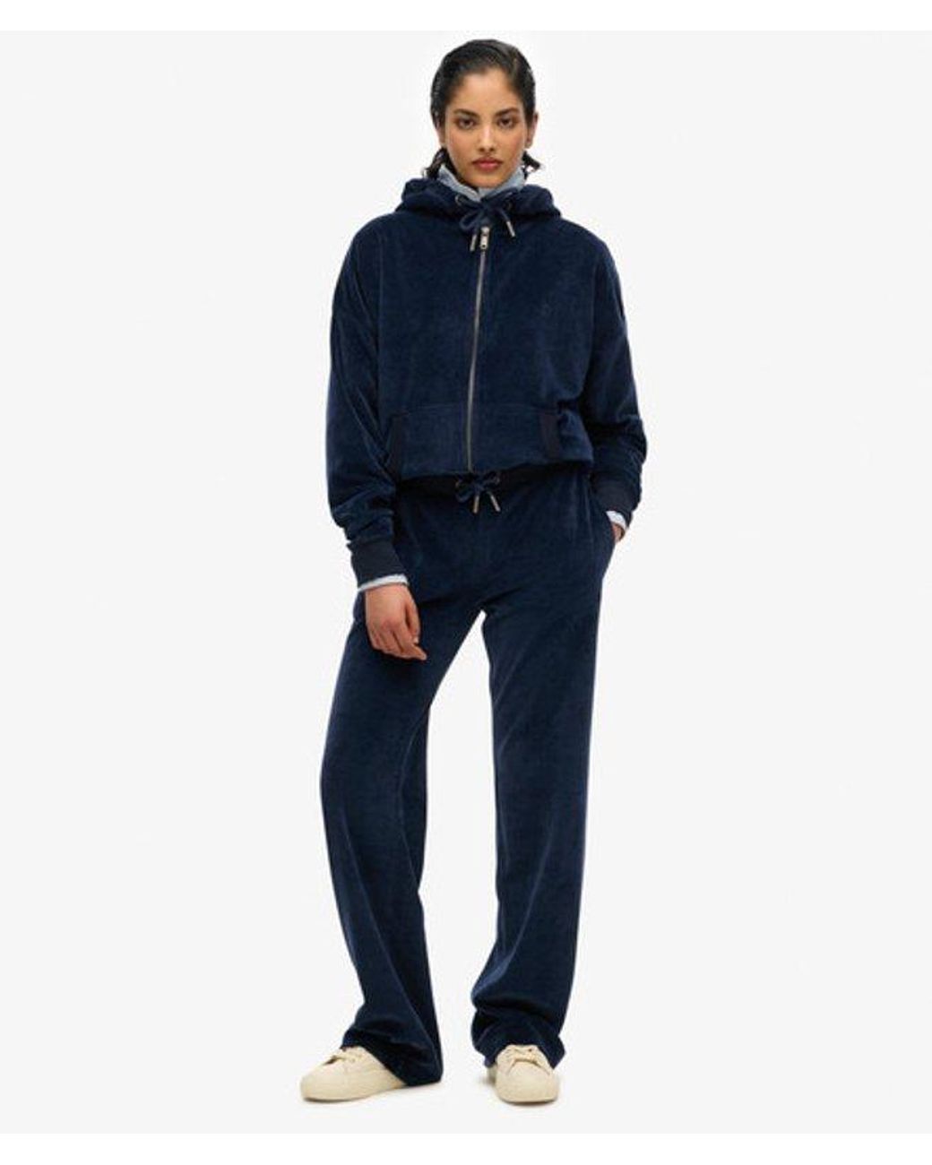 Superdry Blue & Co Velour Wide Leg joggers