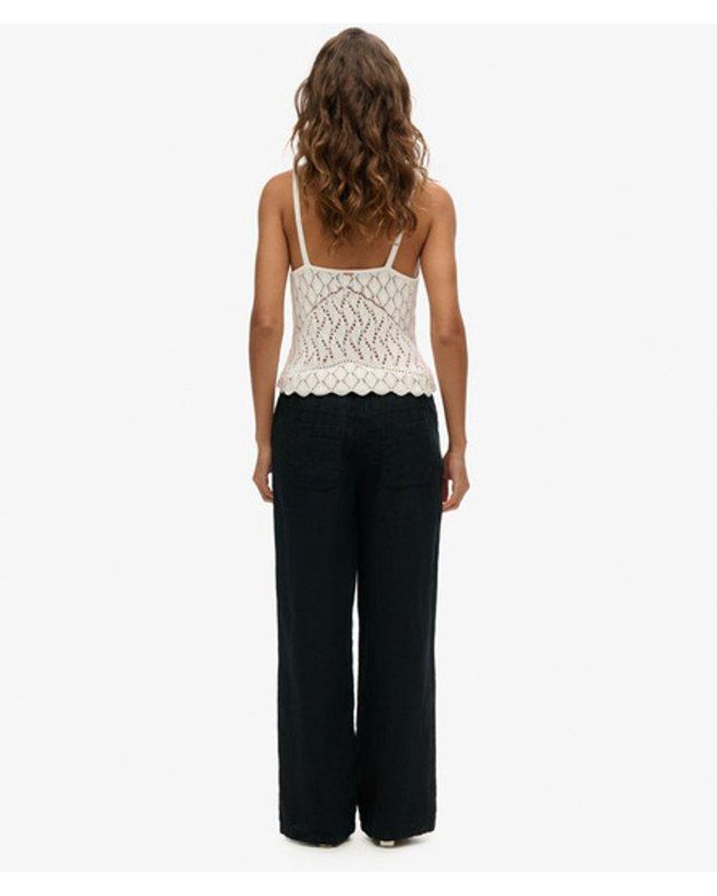 Superdry Black Linen Low Rise Pants