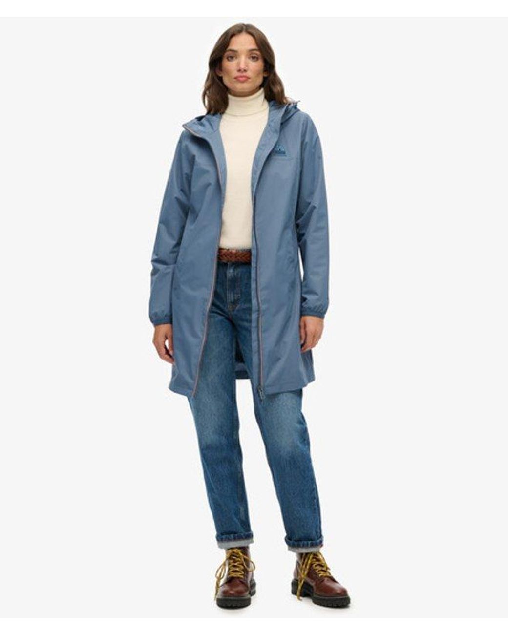 Superdry Blue Longline Tri Windbreaker Jacket