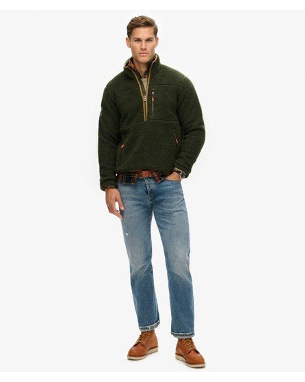 Superdry Green & Co Boxy Fit Embroidered Logo Outdoor Half Zip Fleece Jumper for men