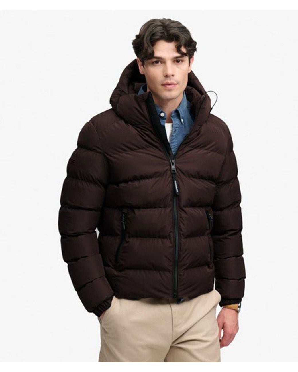 Superdry Black & Co Hooded Sports Puffer Jacket for men