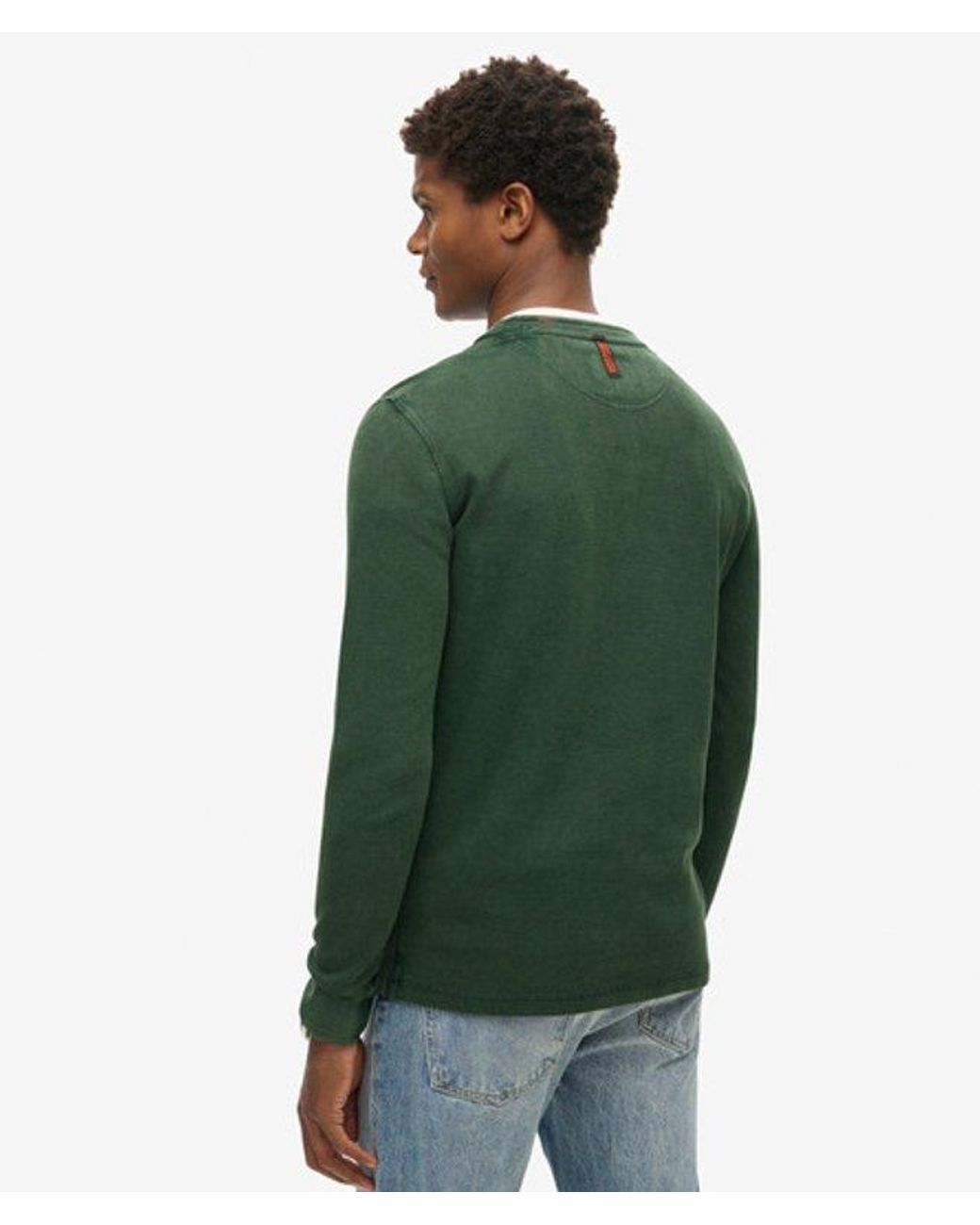 Superdry Green Vintage Textured Grandad Top for men