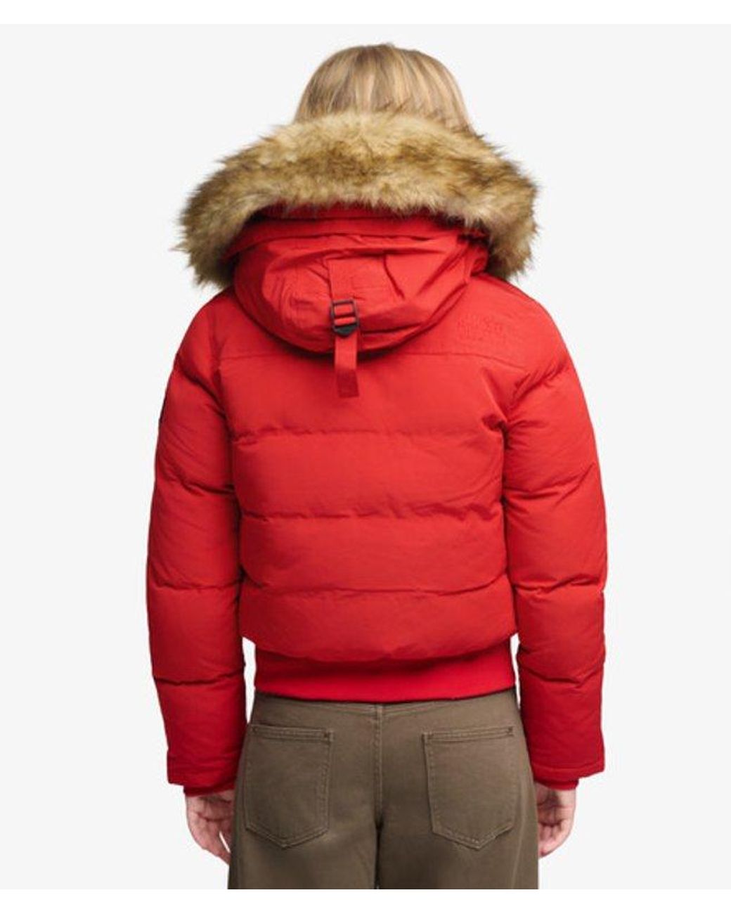 Superdry Everest Hooded Bomber Jas Slanke Pasvorm in het Red