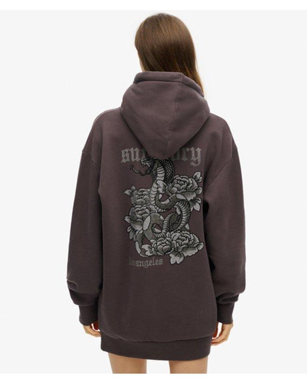 Superdry Gray & Co Tattoo Rhinestone Hoodie Dress