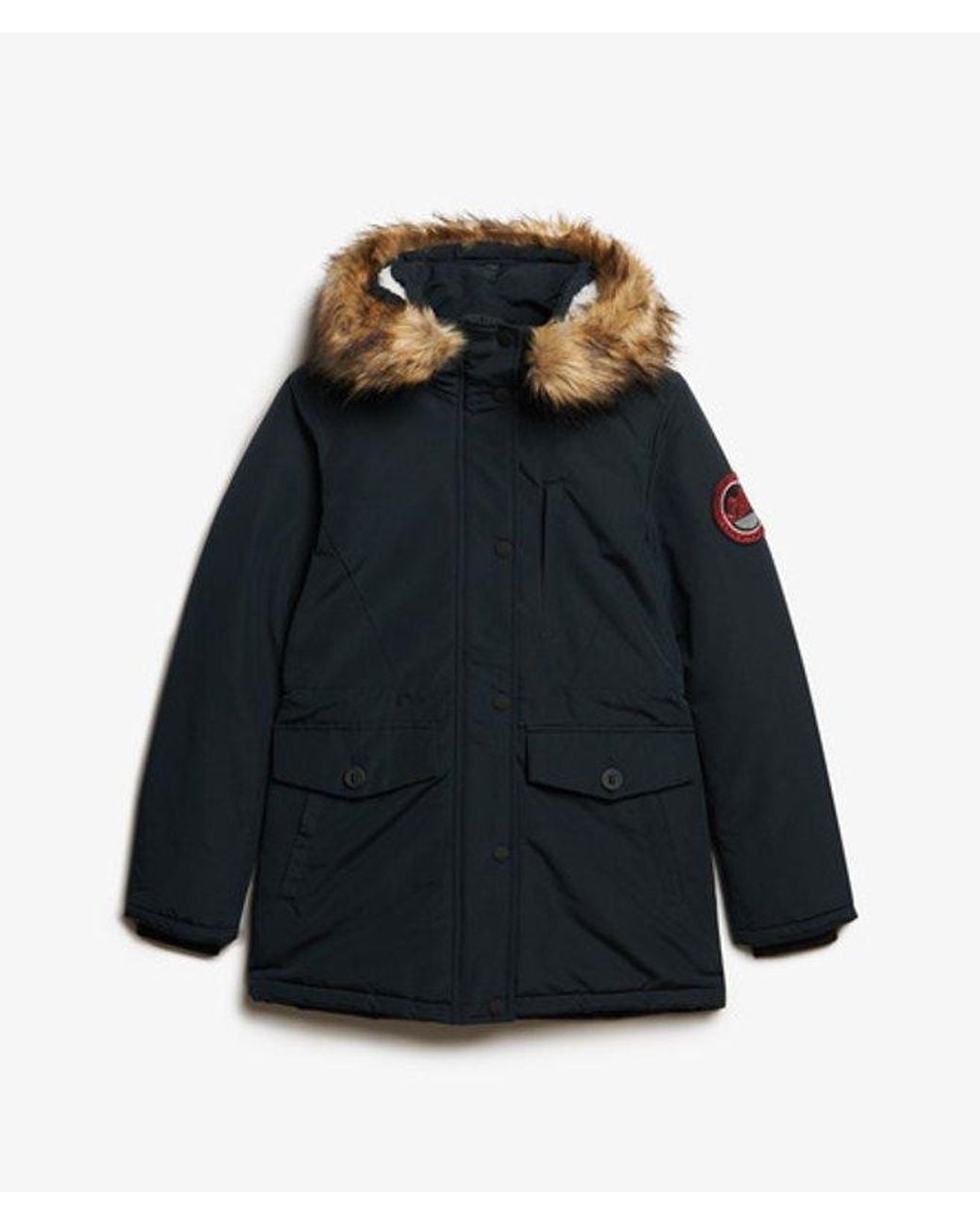 Superdry Blue & Co Everest Hooded Faux Fur Parka Coat