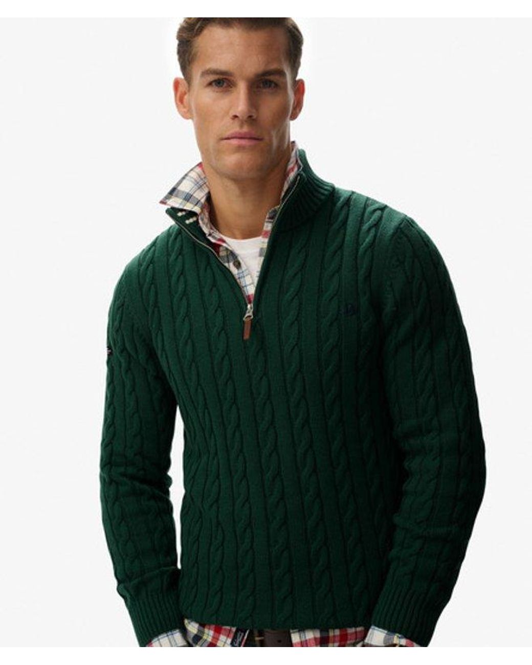 Superdry Green & Co Organic Cotton Classic Cable Half-zip Jumper for men