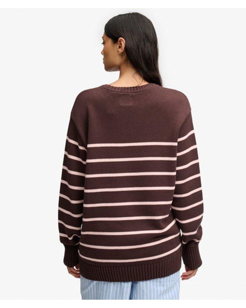 Superdry Brown Oversized Stripe Jumper