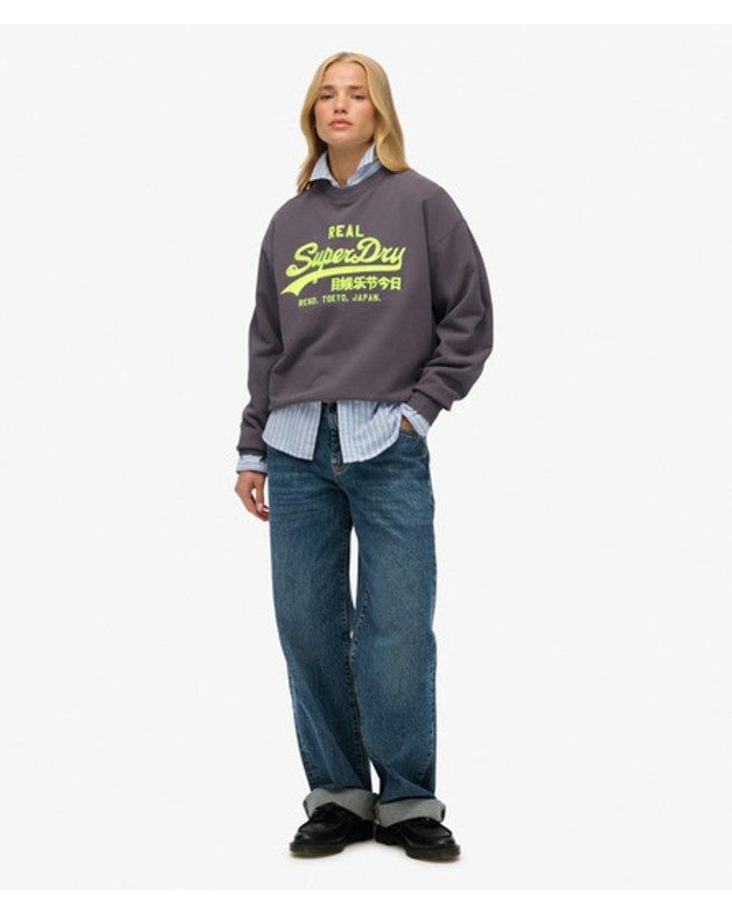 Superdry Gray & Co Vintage Logo Neon Loose Crew