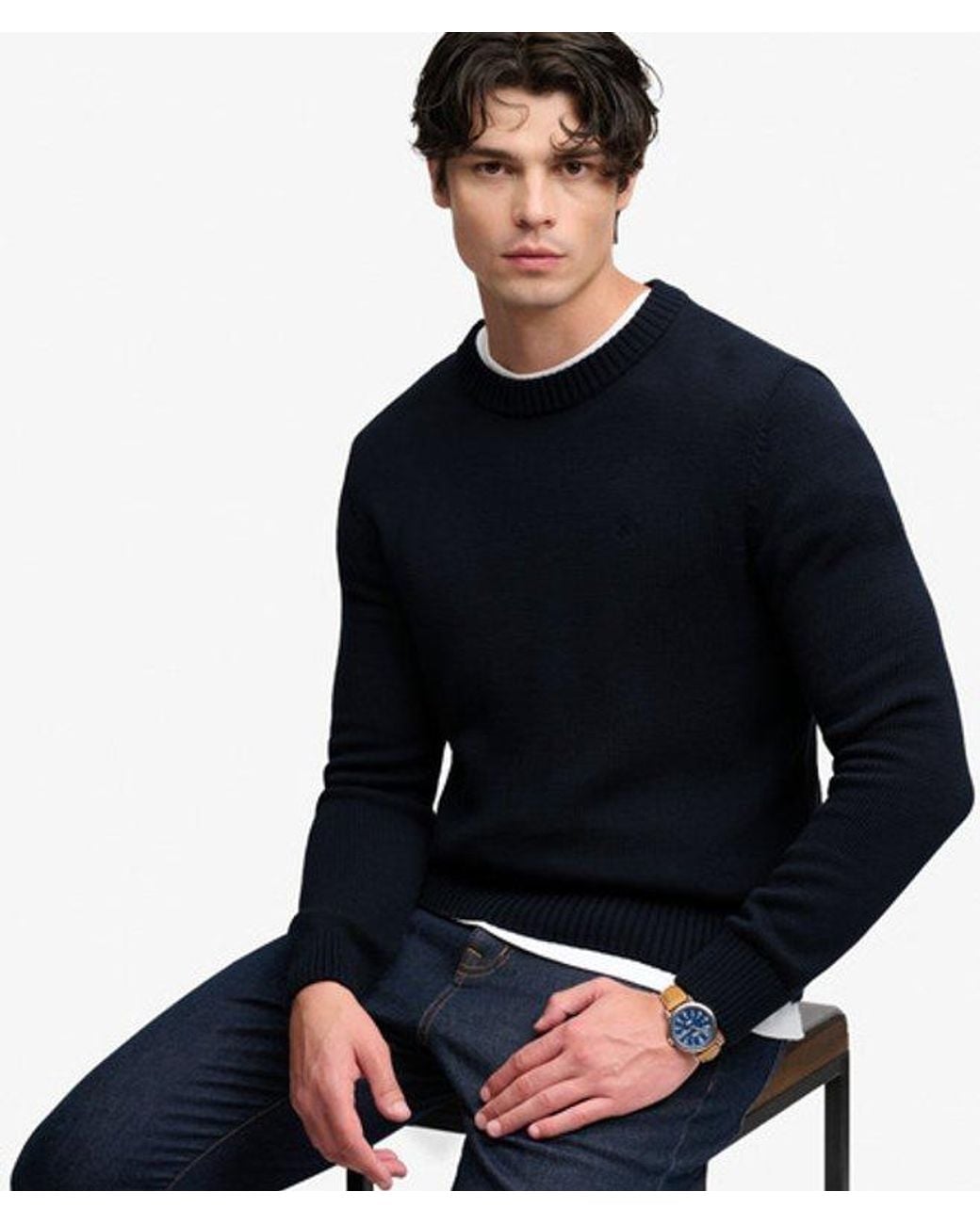 Superdry Blue Preppy Cotton Jumper for men