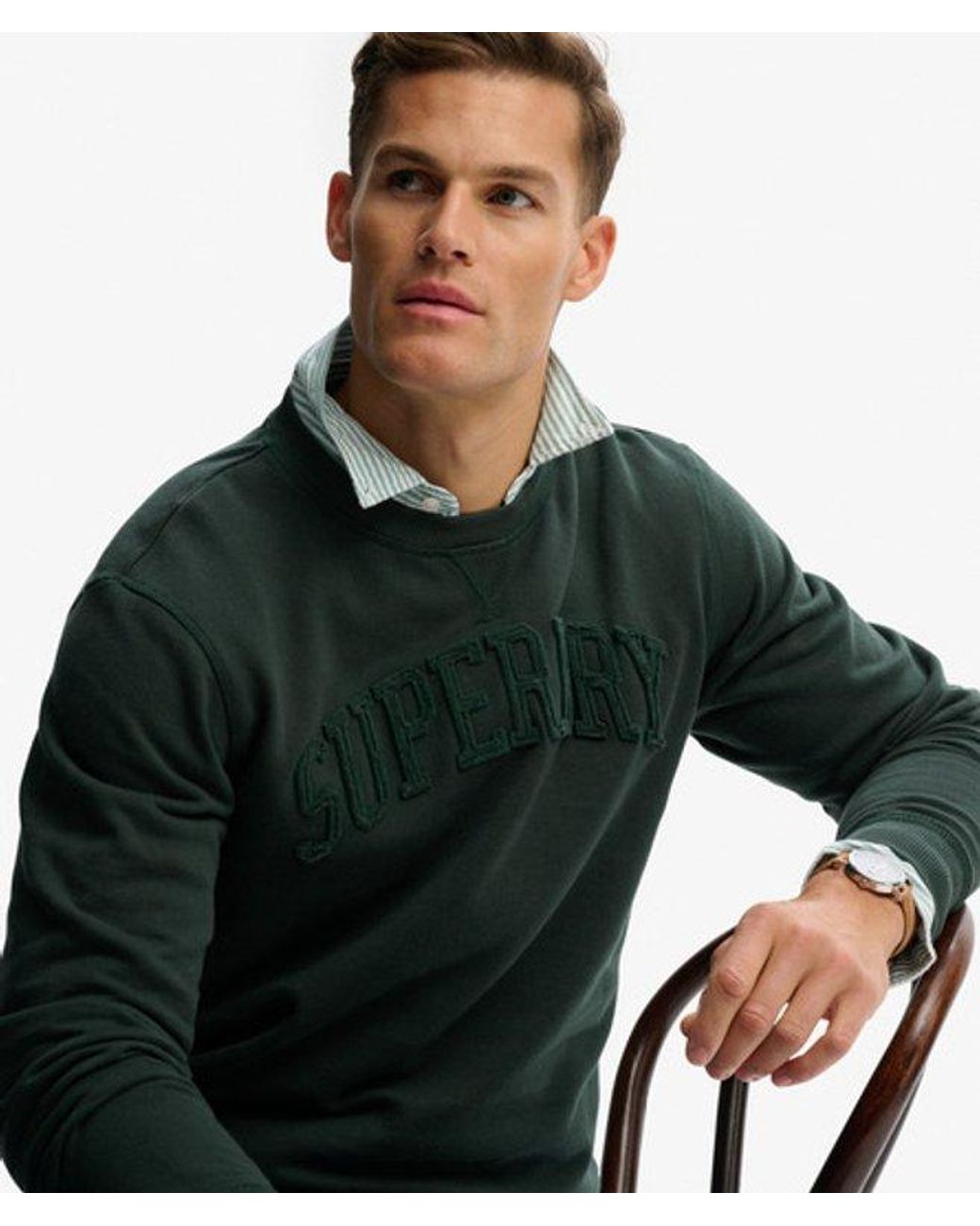 Superdry Green & Co Vintage Athletic Tonal Crew Sweatshirt for men