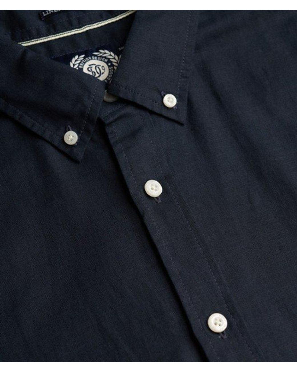 Superdry Black & Co Cotton Linen Short Sleeve Shirt for men