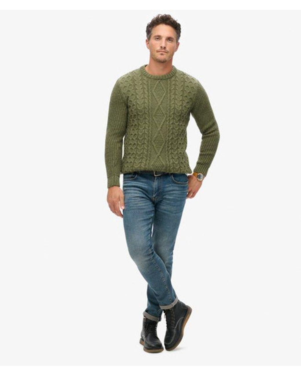 Superdry Green & Co Classic Cable Knit Jacob Jumper for men