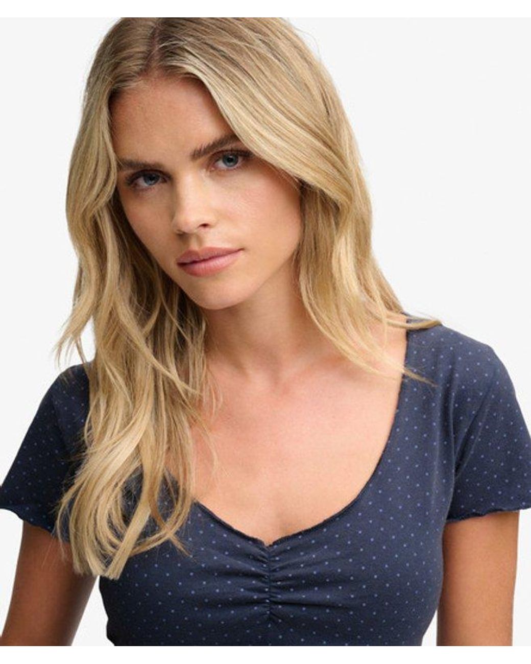 Superdry Blue & Co Athletic Essentials Gathered Pattern Top