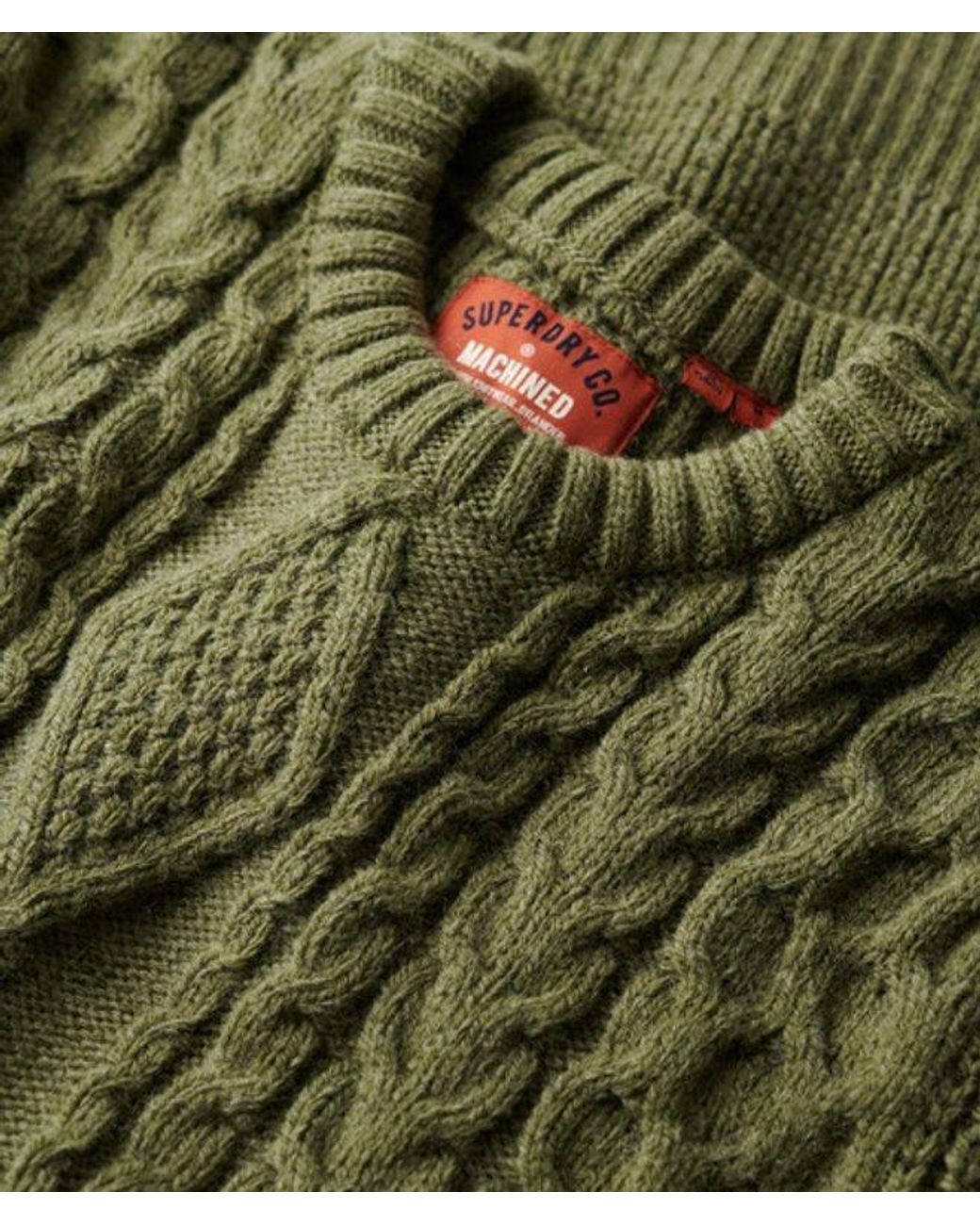 Superdry Green & Co Classic Cable Knit Jacob Jumper for men