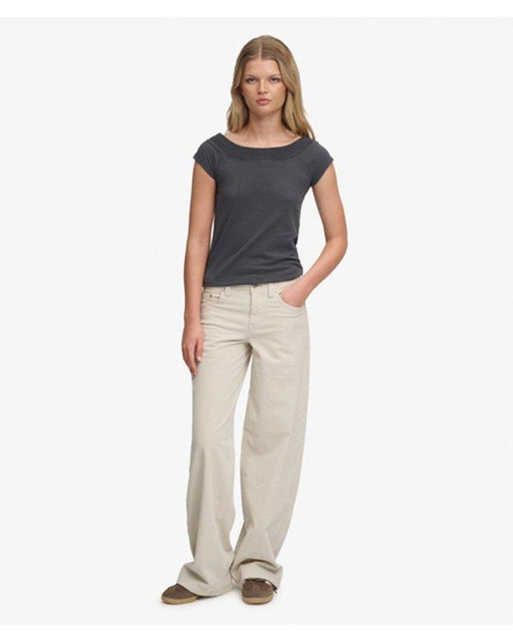 Superdry Blue & Co Athletic Essentials Off Shoulder Top