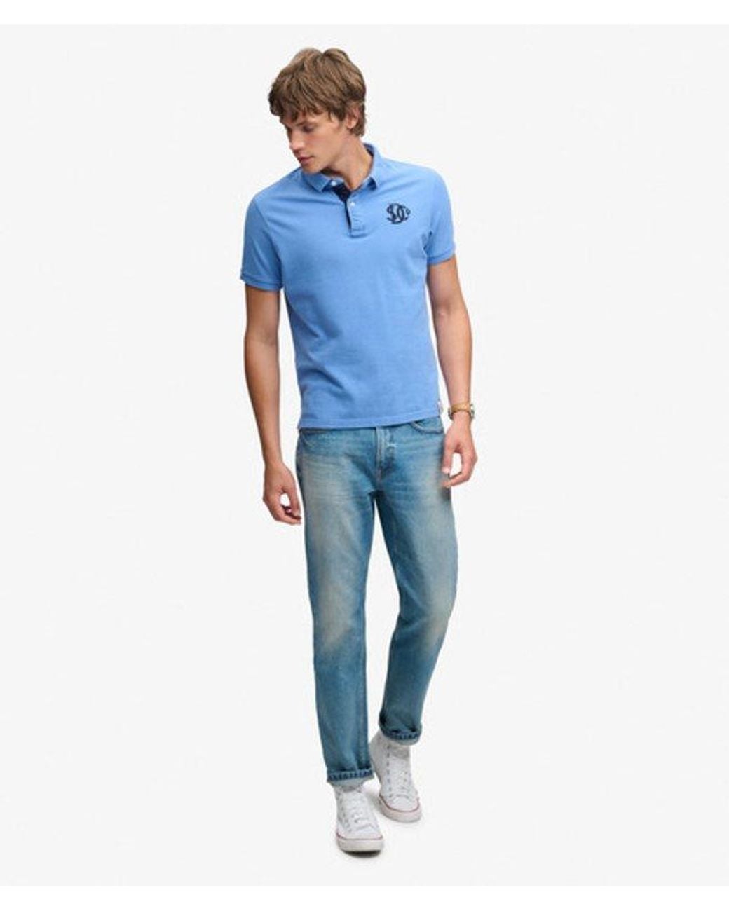 Superdry Blue & Co Pique Monogram Polo Shirt for men