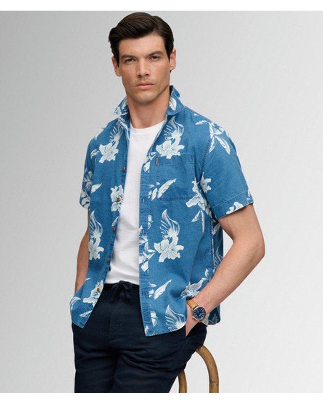 Superdry Blue & Co Vintage Loom Short Sleeve Shirt for men