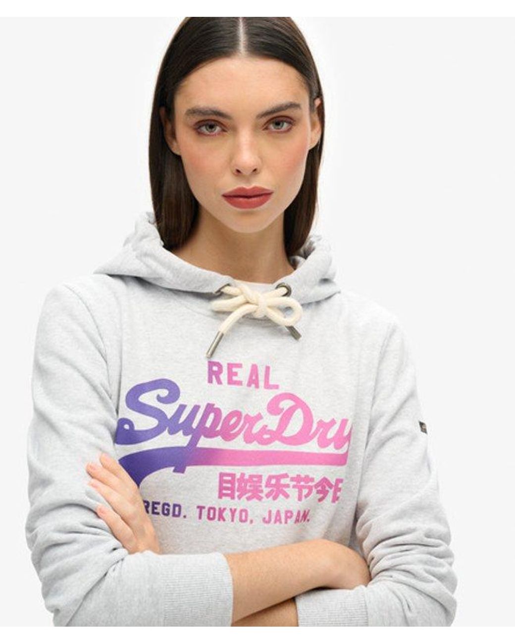 Superdry White & Co Tonal Vintage Logo Graphic Hoodie