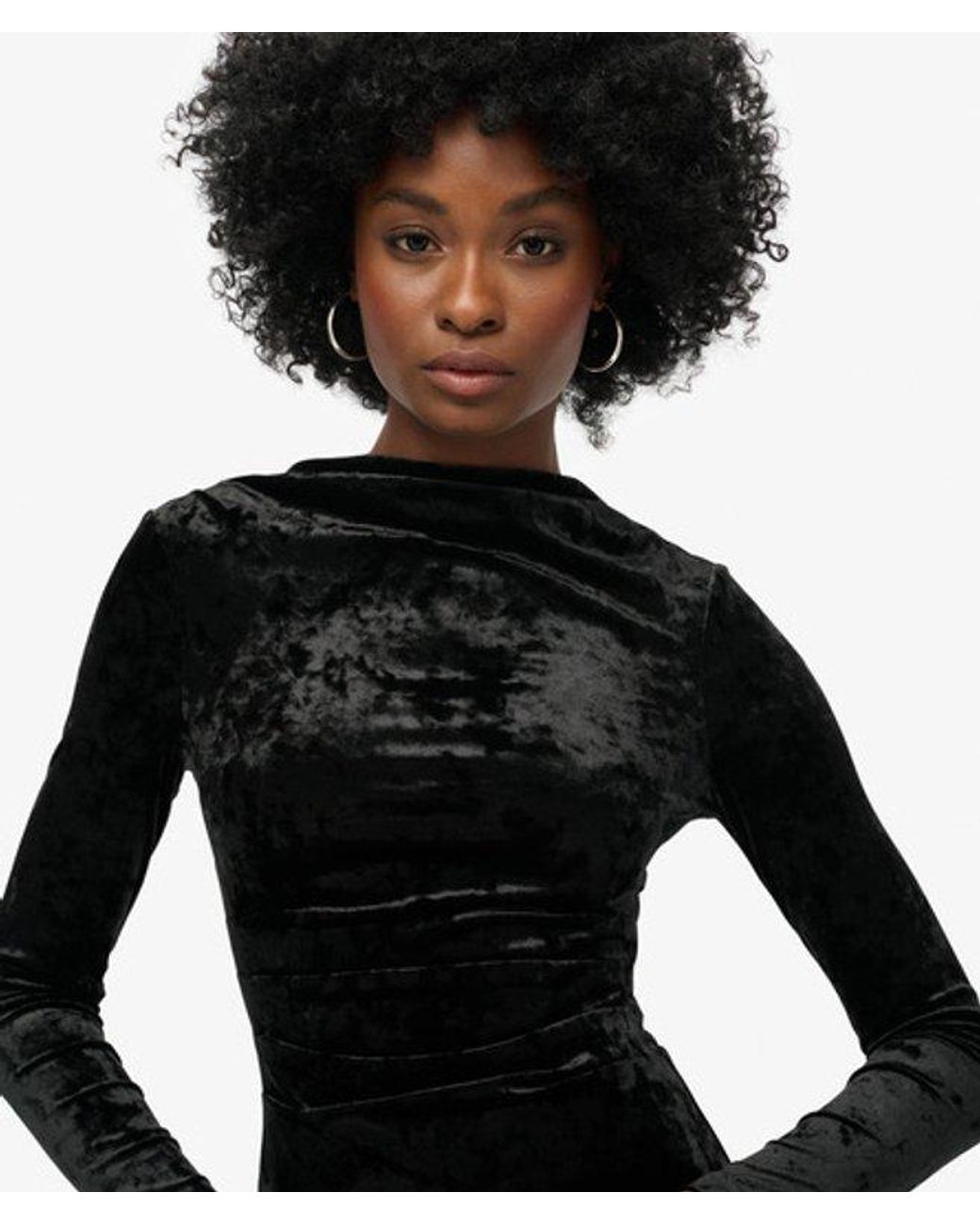 Superdry Black & Co Velvet Long Sleeve Mini Dress
