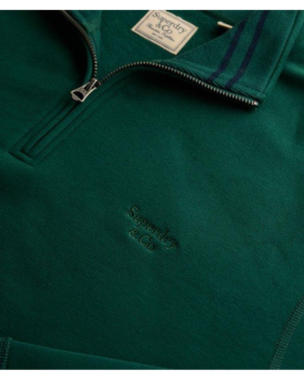 Superdry Green & Co Essential Serif Logo Half Zip Sweatshirt for men
