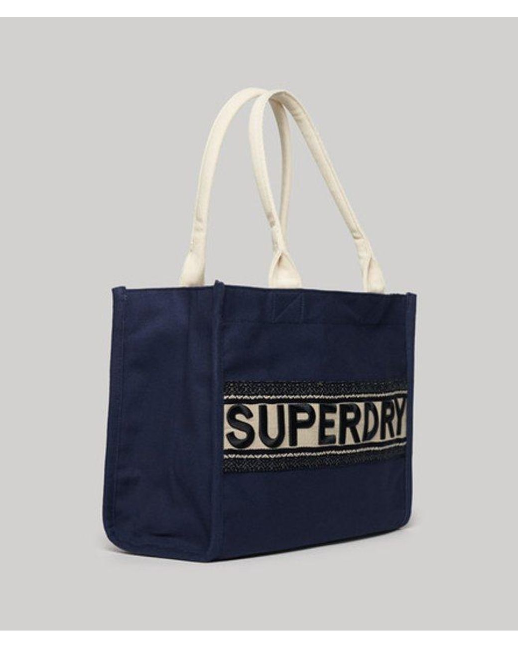Superdry Blue & Co Ladies Fully Lined Embroidered Luxe Tote Bag