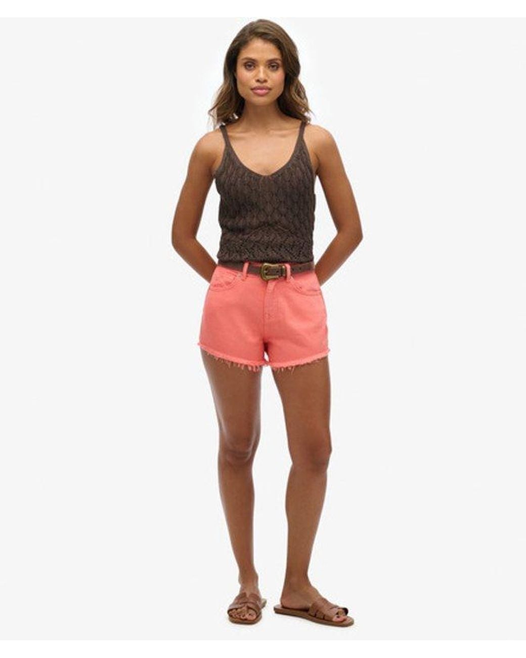 Superdry Red & Co High Rise Denim Shorts