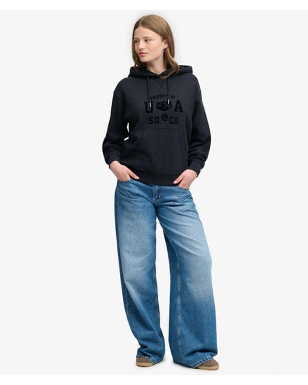 Superdry Blue & Co Athletic Flock Hoodie