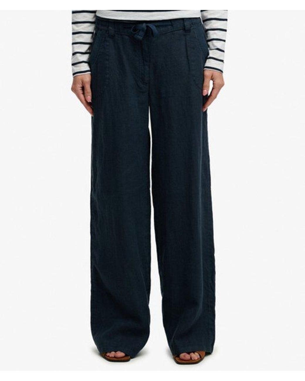 Superdry Blue & Co Linen Low Rise Pants